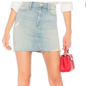 MOTHER “The Sacred Mini Fray Skirt” light denim size 28